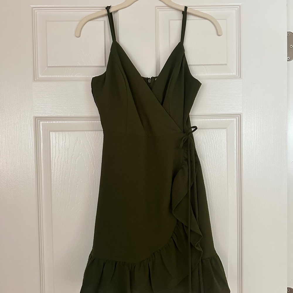 Altar'd State Green Asymmetrical Ruffled Sundress